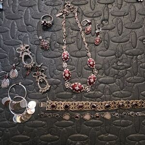 Elegant Red and Silver Jewelry Set